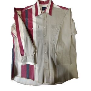 Wrangler®‎ Checotah Red White Black Tan XL 17.5x35 Brushpopper Shirt